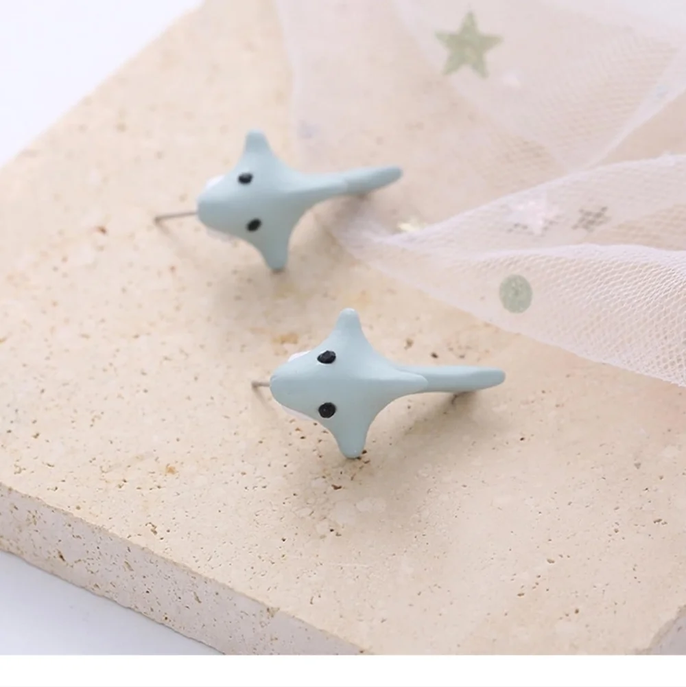 Cute Blue Shark Earrings
